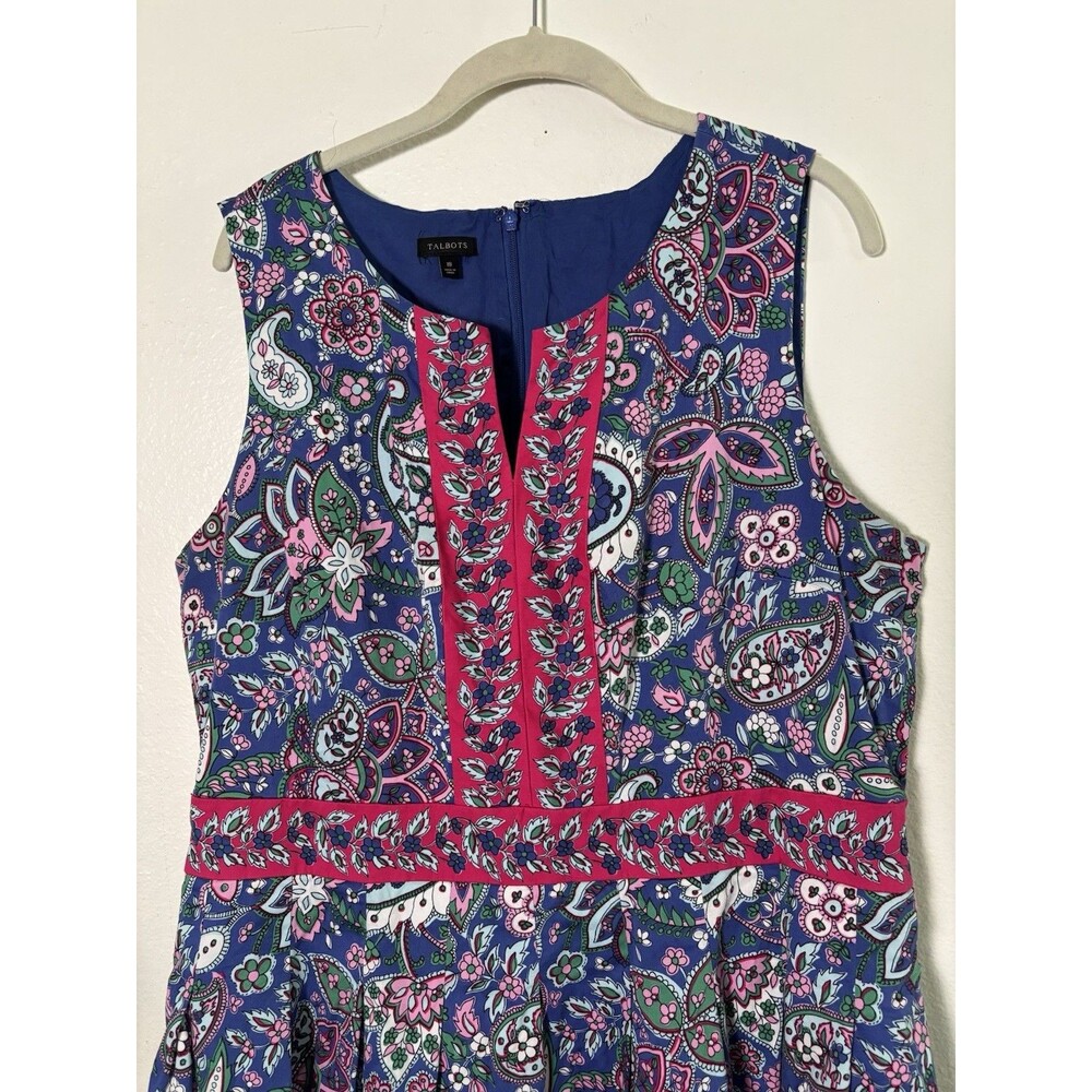 Talbots Cotton Floral Fit & Flare Knee Length Dress Size 18